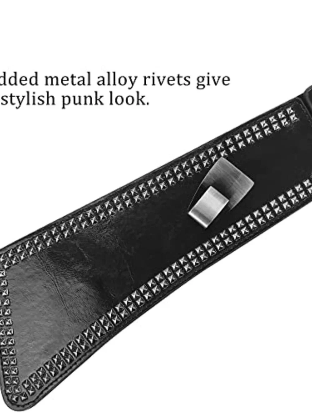 Womens Studded Elastic Wide Punk Chunky Belt for 80s Dresses